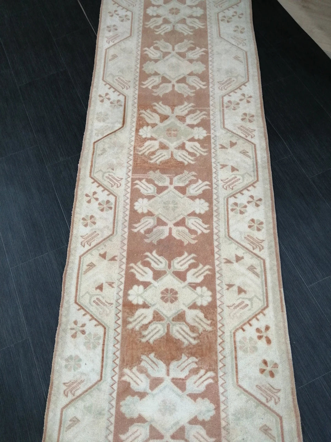 Tan Turkish Runner Rug 2' 7" x 17' 2" Hand-Knotted | No. WR81453