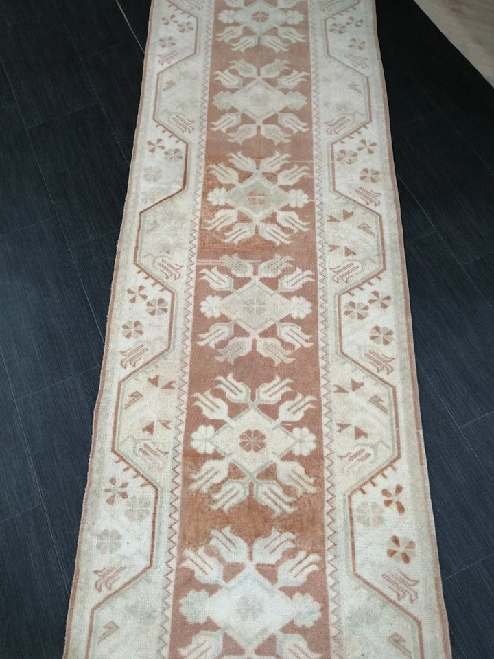 Tan Turkish Runner Rug 2' 7" x 17' 2" Hand-Knotted | No. WR81453
