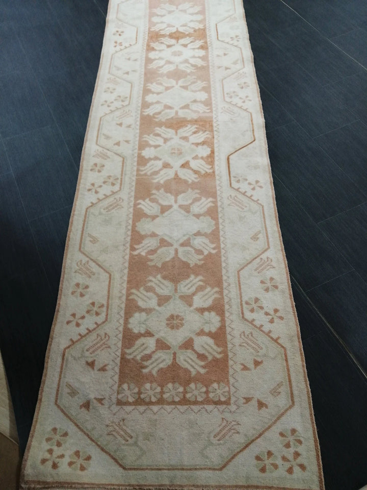 Tan Turkish Runner Rug 2' 7" x 17' 2" Hand-Knotted | No. WR81453