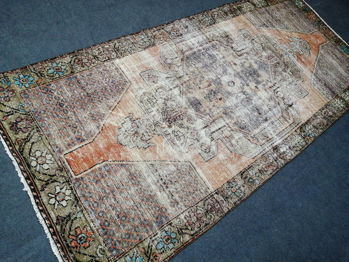 Beige Turkish Runner Rug 4' 4" x 9' Hand-Knotted | No. WR81513
