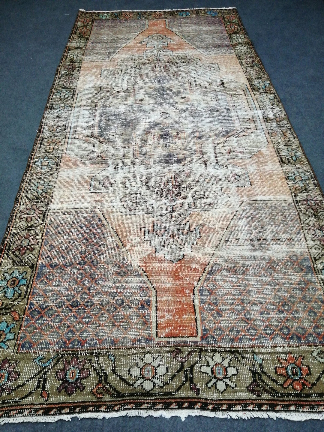 Beige Turkish Runner Rug 4' 4" x 9' Hand-Knotted | No. WR81513