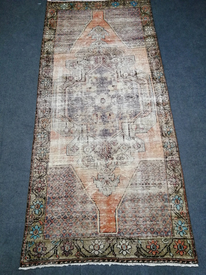 Beige Turkish Runner Rug 4' 4" x 9' Hand-Knotted | No. WR81513