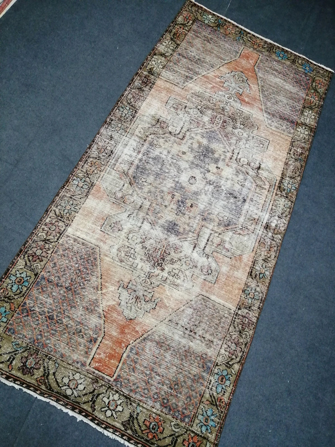 Beige Turkish Runner Rug 4' 4" x 9' Hand-Knotted | No. WR81513