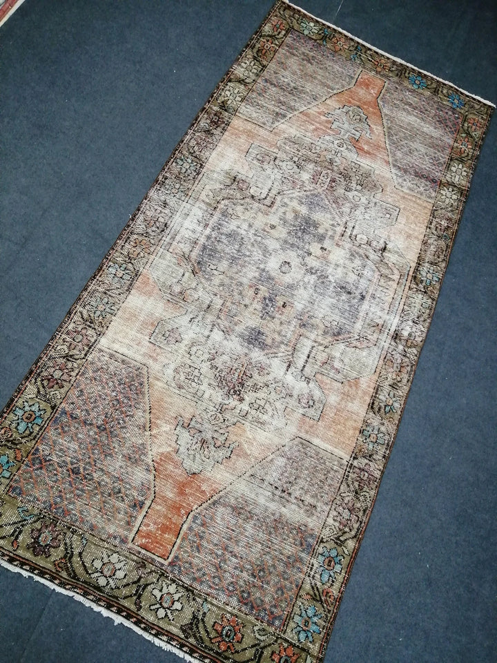 Beige Turkish Runner Rug 4' 4" x 9' Hand-Knotted | No. WR81513