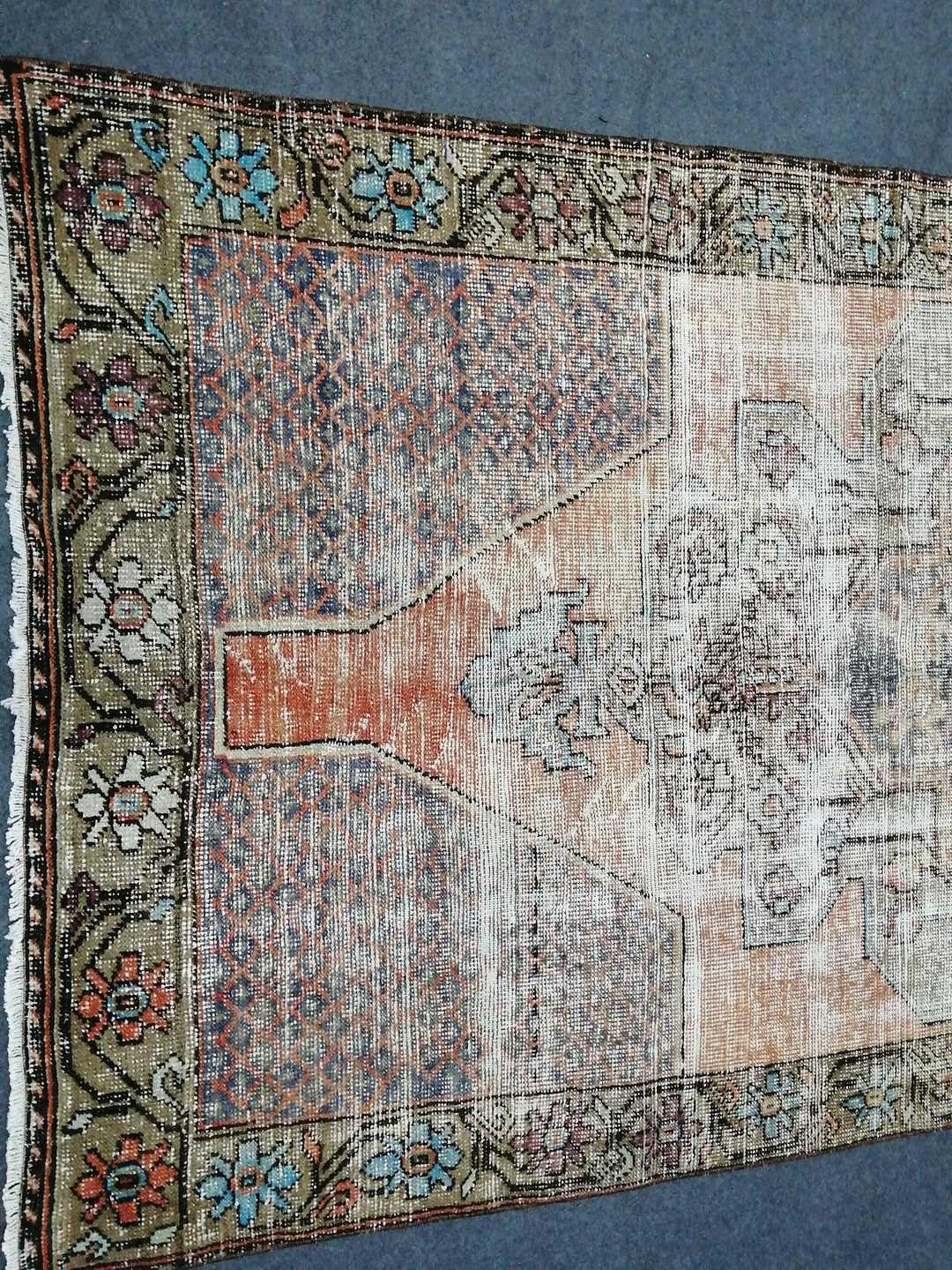 Beige Turkish Runner Rug 4' 4" x 9' Hand-Knotted | No. WR81513
