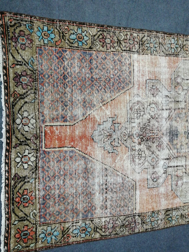 Beige Turkish Runner Rug 4' 4" x 9' Hand-Knotted | No. WR81513