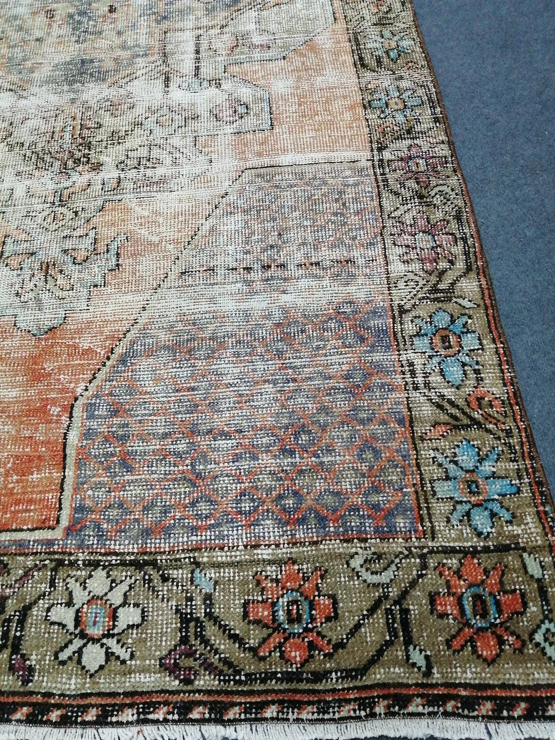Beige Turkish Runner Rug 4' 4" x 9' Hand-Knotted | No. WR81513