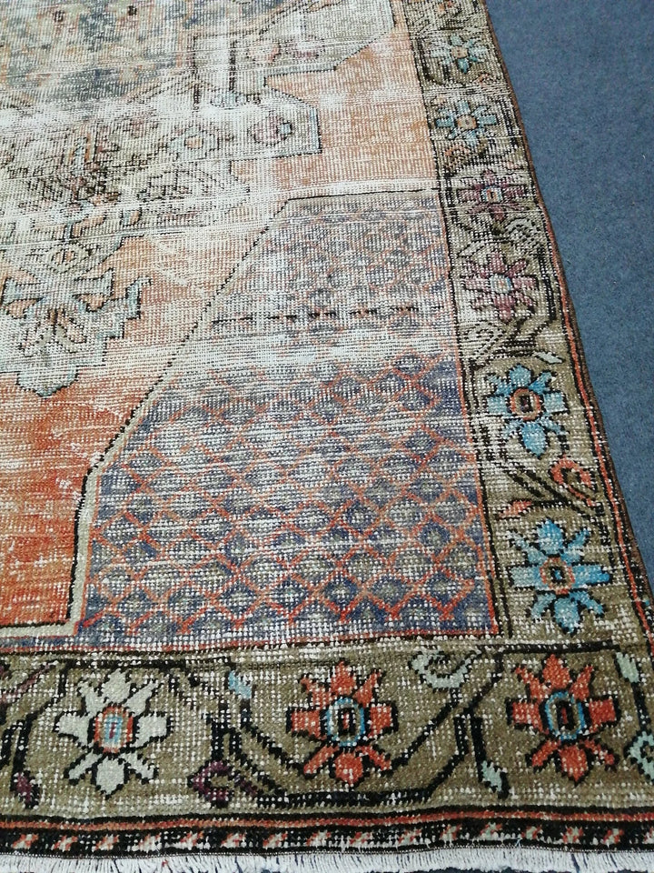 Beige Turkish Runner Rug 4' 4" x 9' Hand-Knotted | No. WR81513