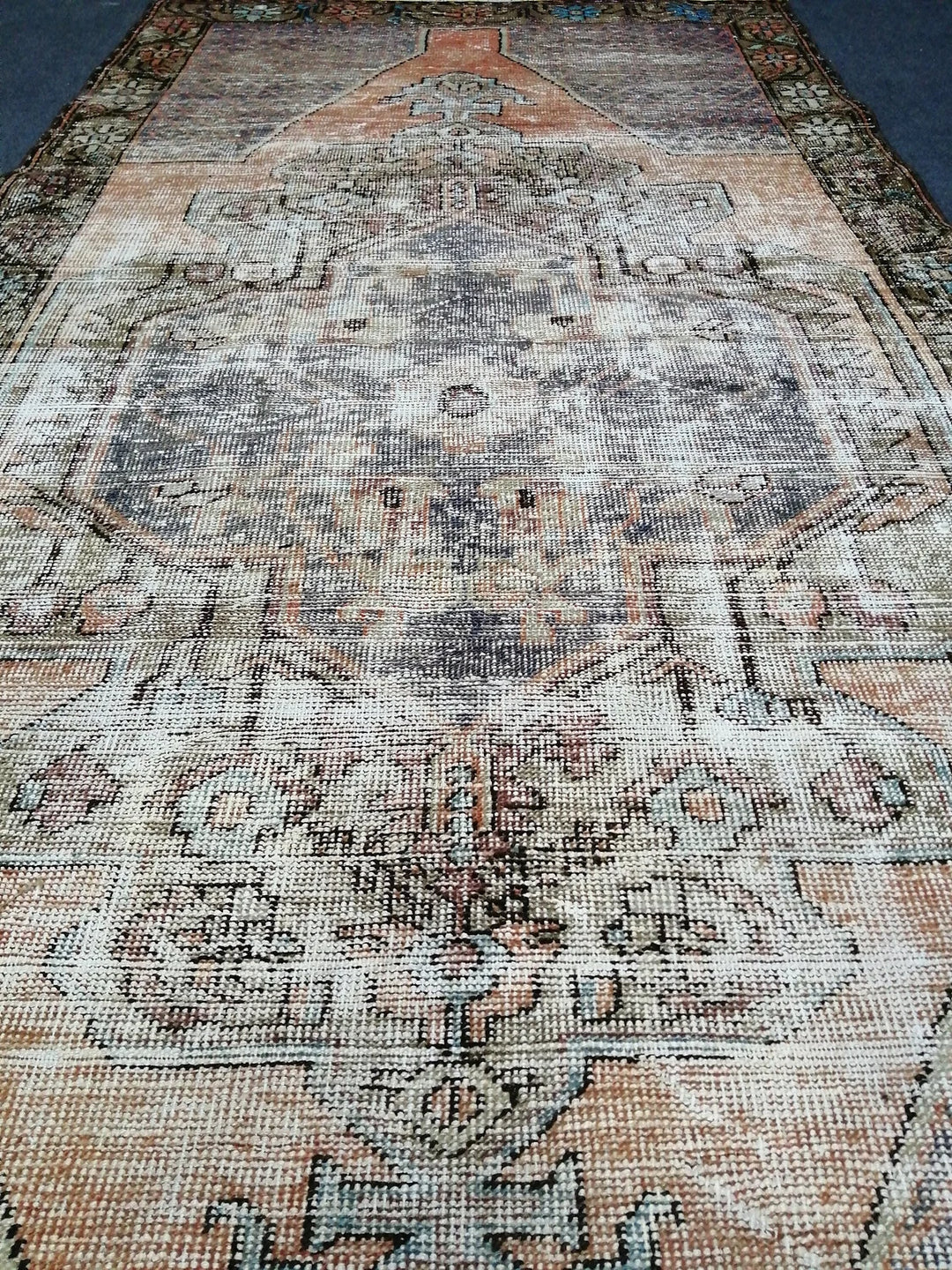 Beige Turkish Runner Rug 4' 4" x 9' Hand-Knotted | No. WR81513