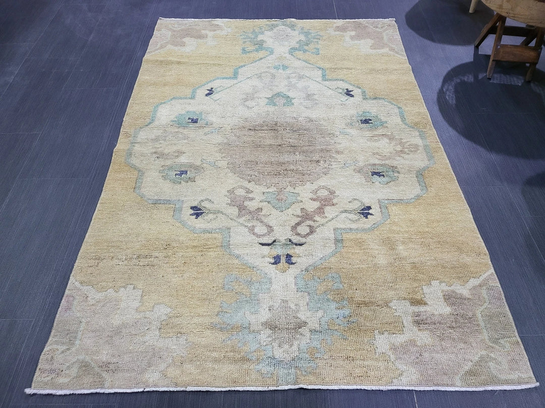 Blue Turkish Runner Rug 3' 11" x 5' 8" Hand-Knotted | No. WR81811