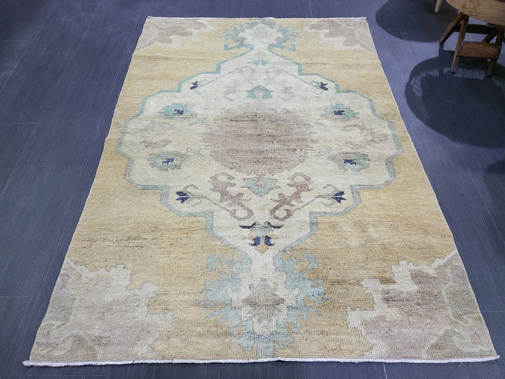 Blue Turkish Runner Rug 3' 11" x 5' 8" Hand-Knotted | No. WR81811