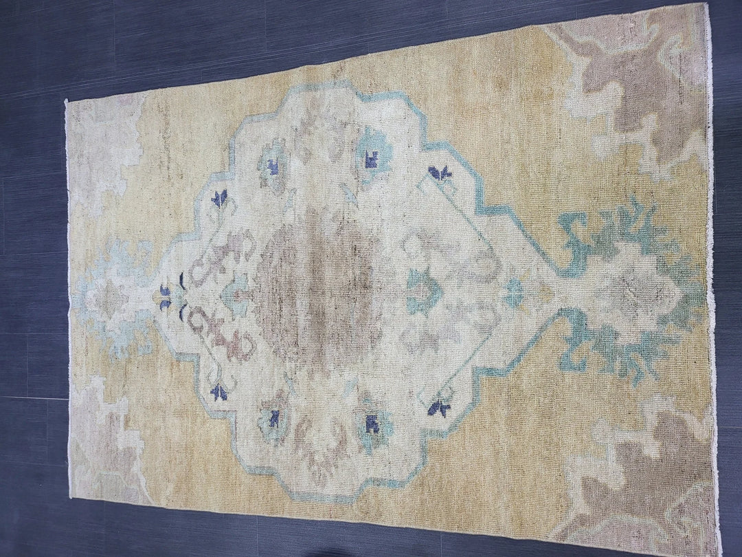 Blue Turkish Runner Rug 3' 11" x 5' 8" Hand-Knotted | No. WR81811