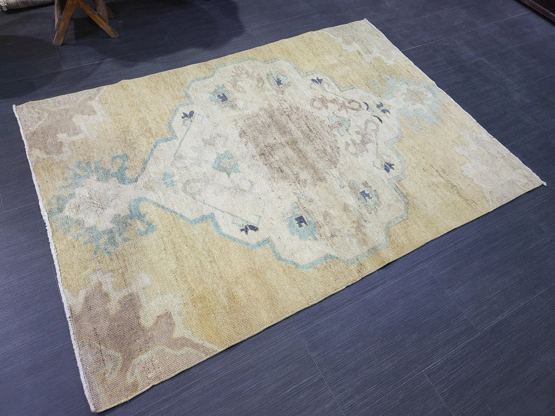 Blue Turkish Runner Rug 3' 11" x 5' 8" Hand-Knotted | No. WR81811