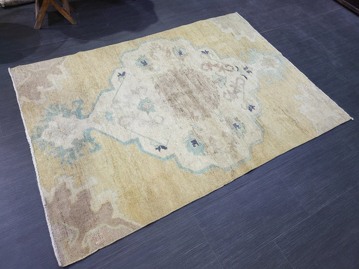Blue Turkish Runner Rug 3' 11" x 5' 8" Hand-Knotted | No. WR81811