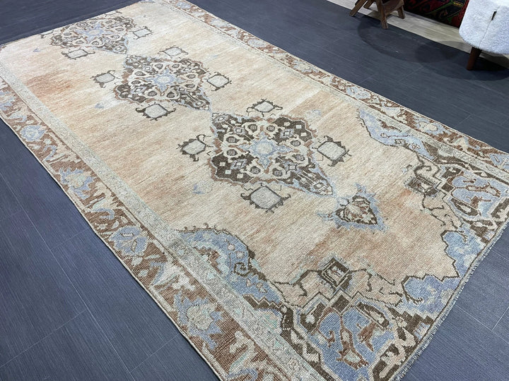 Blue Turkish Vintage Rug 4' 5" x 8' 3" Hand-Knotted | No. WR81820