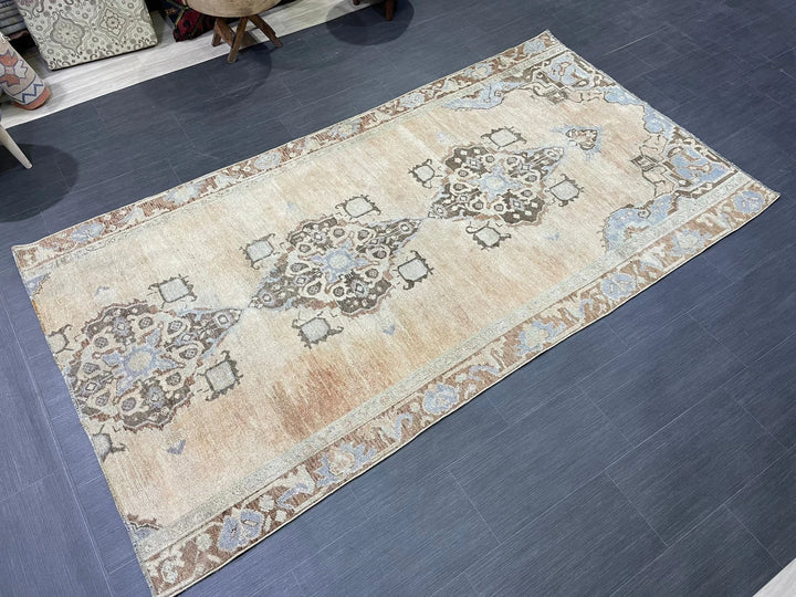 Blue Turkish Vintage Rug 4' 5" x 8' 3" Hand-Knotted | No. WR81820