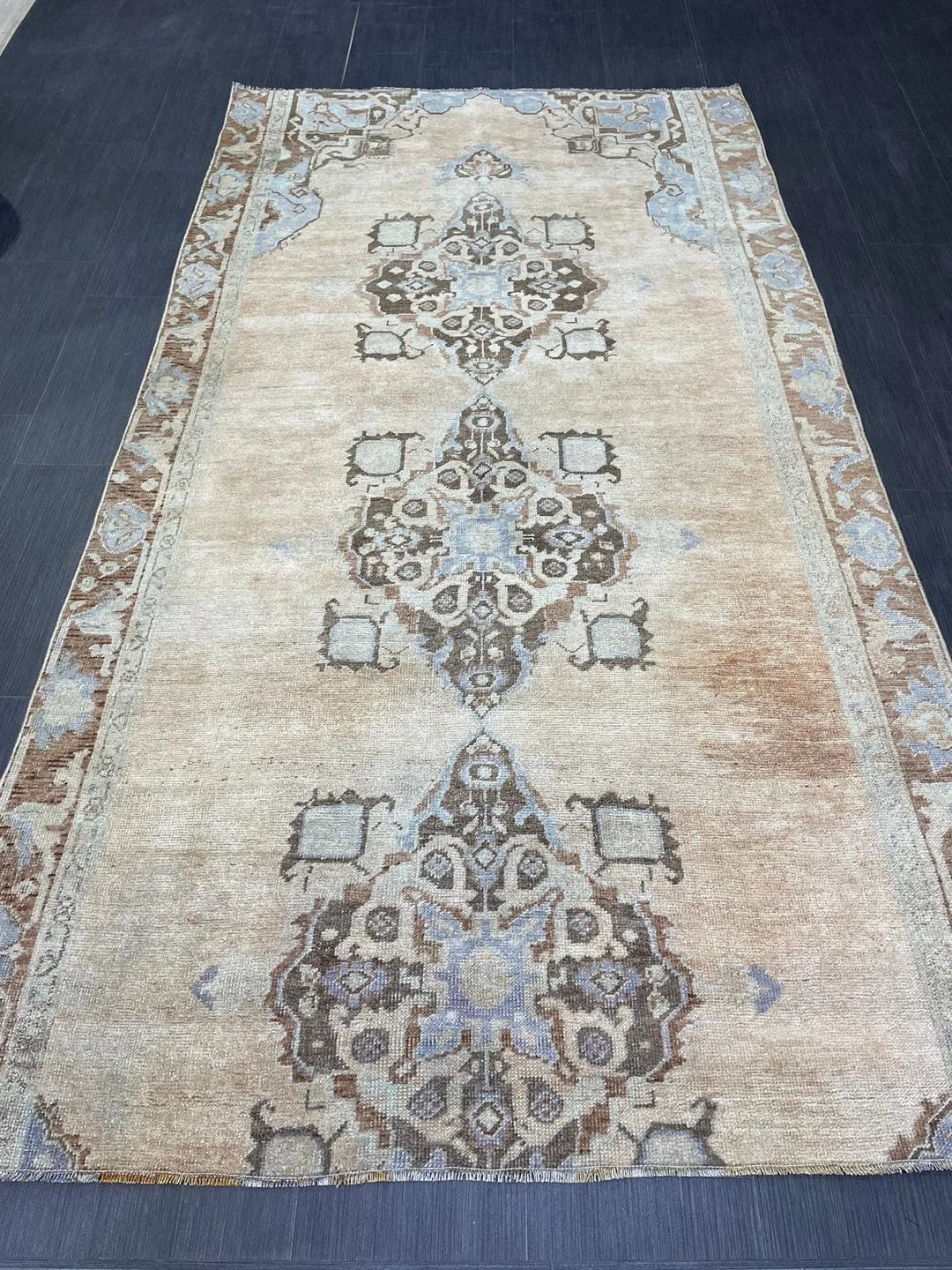 Blue Turkish Vintage Rug 4' 5" x 8' 3" Hand-Knotted | No. WR81820