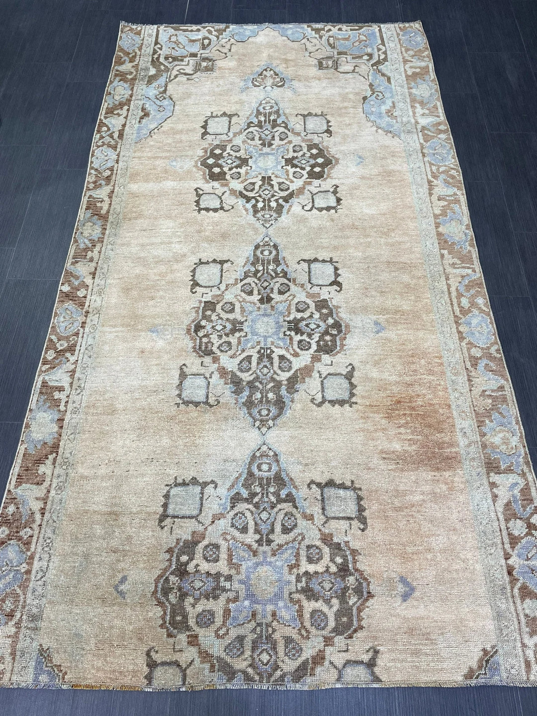 Blue Turkish Vintage Rug 4' 5" x 8' 3" Hand-Knotted | No. WR81820