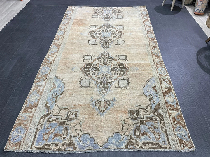 Blue Turkish Vintage Rug 4' 5" x 8' 3" Hand-Knotted | No. WR81820