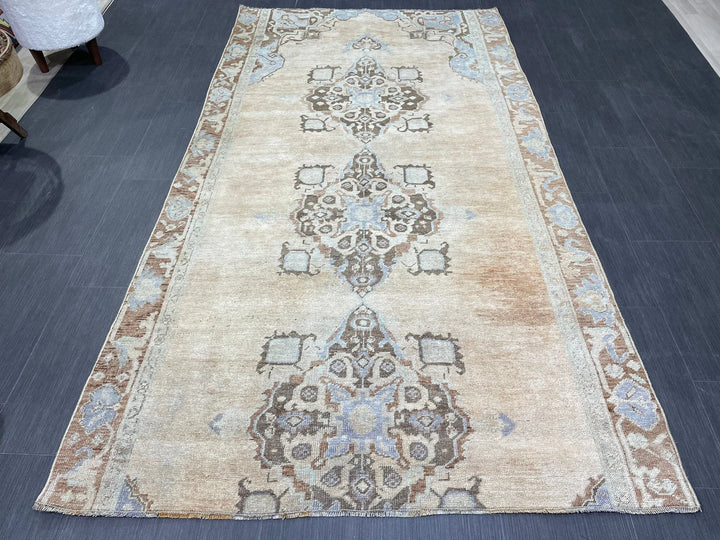 Blue Turkish Vintage Rug 4' 5" x 8' 3" Hand-Knotted | No. WR81820