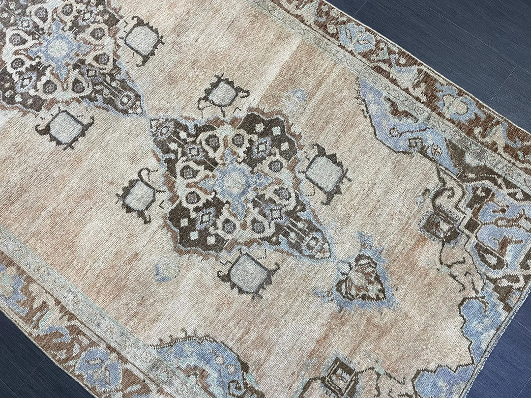 Blue Turkish Vintage Rug 4' 5" x 8' 3" Hand-Knotted | No. WR81820
