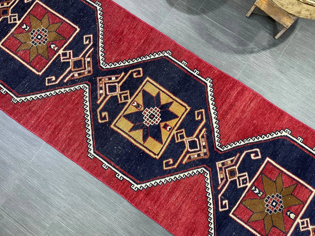 Beige Turkish Runner Rug 2' 8" x 12' 3" Hand-Knotted | No. WR82546
