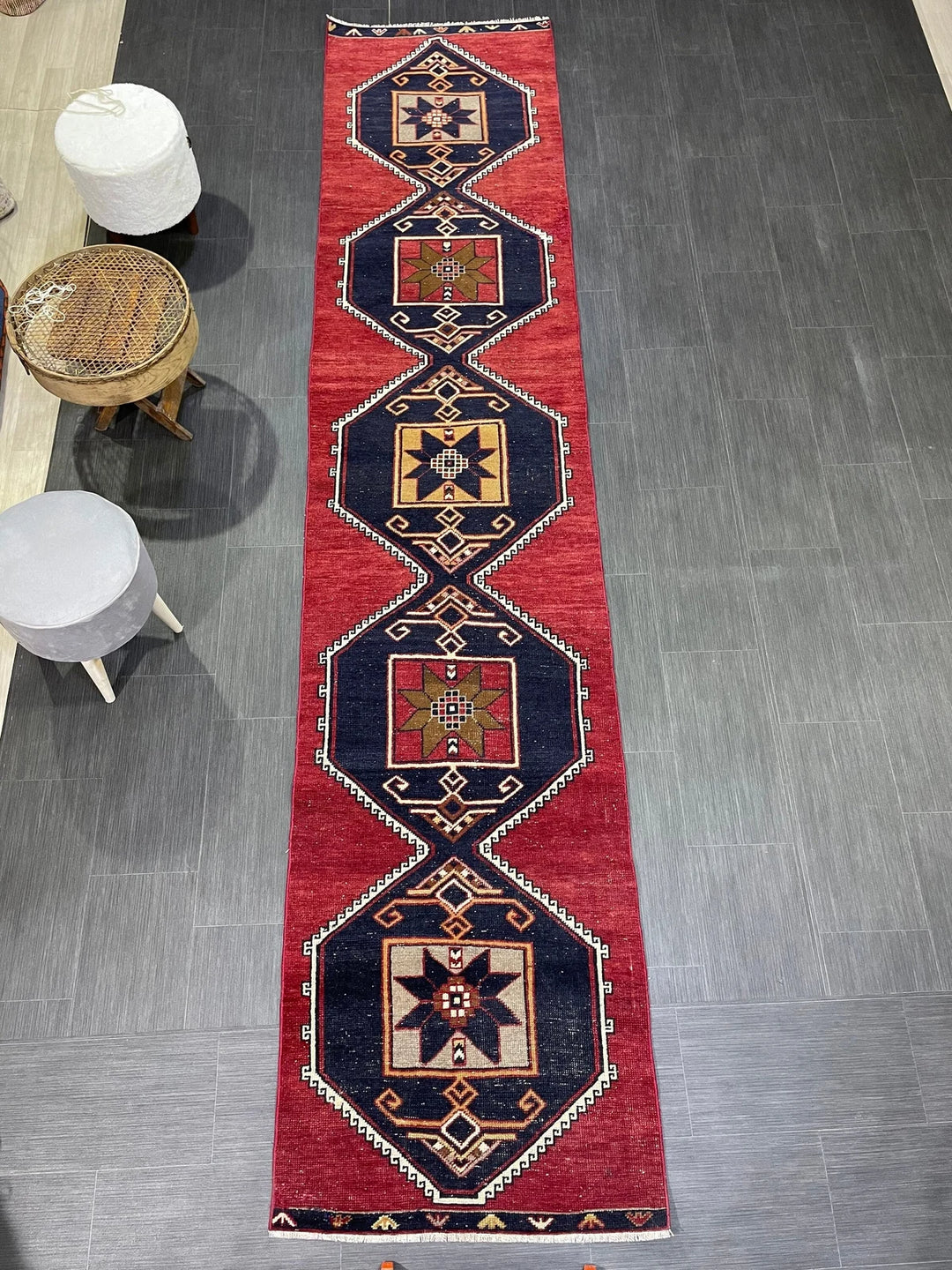 Beige Turkish Runner Rug 2' 8" x 12' 3" Hand-Knotted | No. WR82546