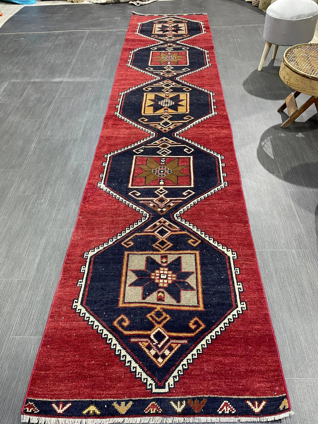 Beige Turkish Runner Rug 2' 8" x 12' 3" Hand-Knotted | No. WR82546