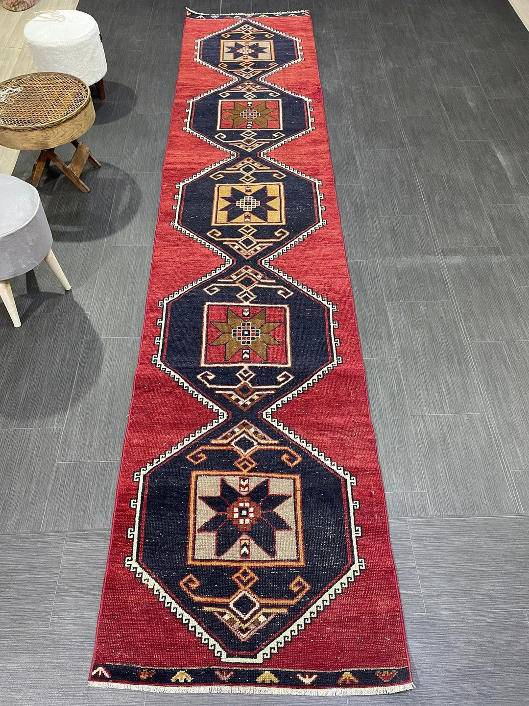Beige Turkish Runner Rug 2' 8" x 12' 3" Hand-Knotted | No. WR82546