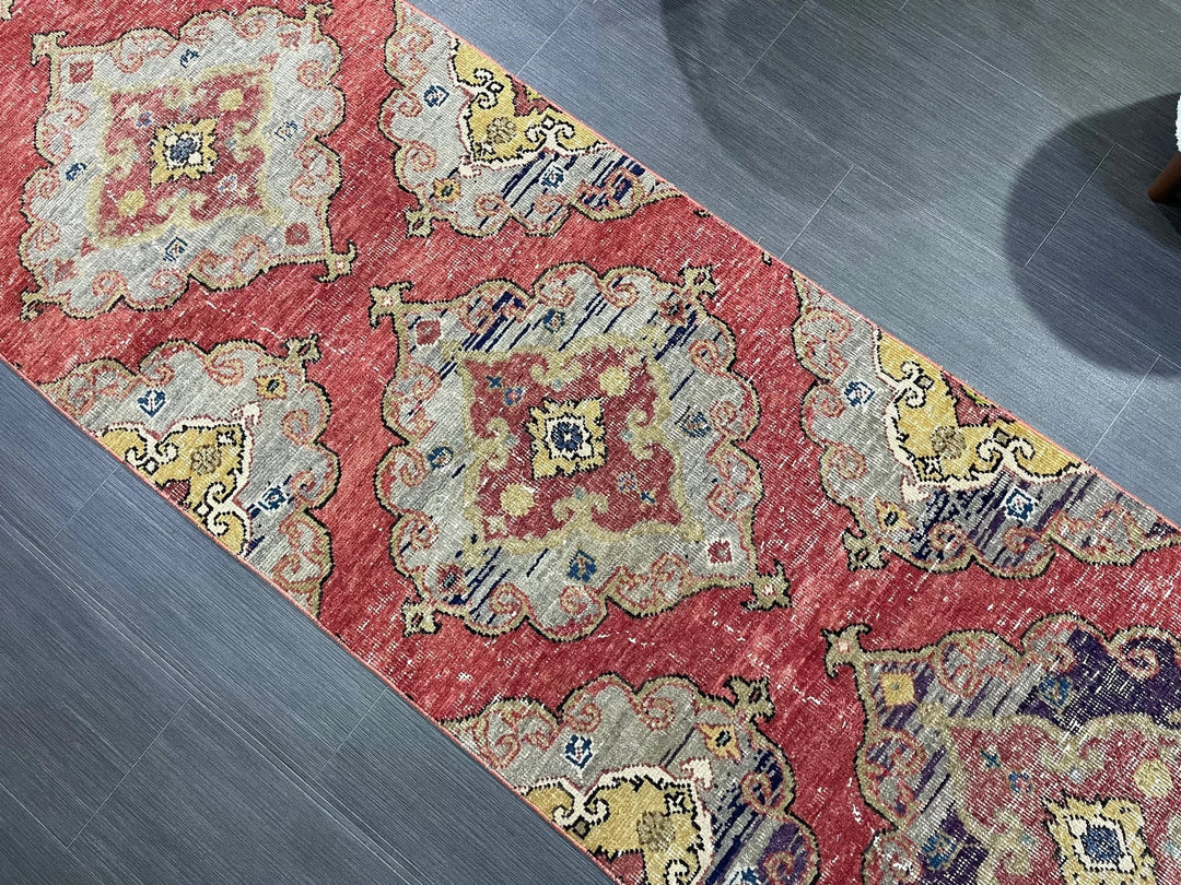 Beige Turkish Runner Rug 2' 8" x 12' 8" Hand-Knotted | No. WR82828