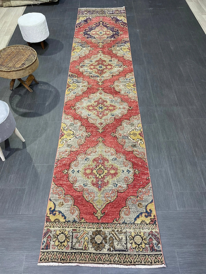 Beige Turkish Runner Rug 2' 8" x 12' 8" Hand-Knotted | No. WR82828