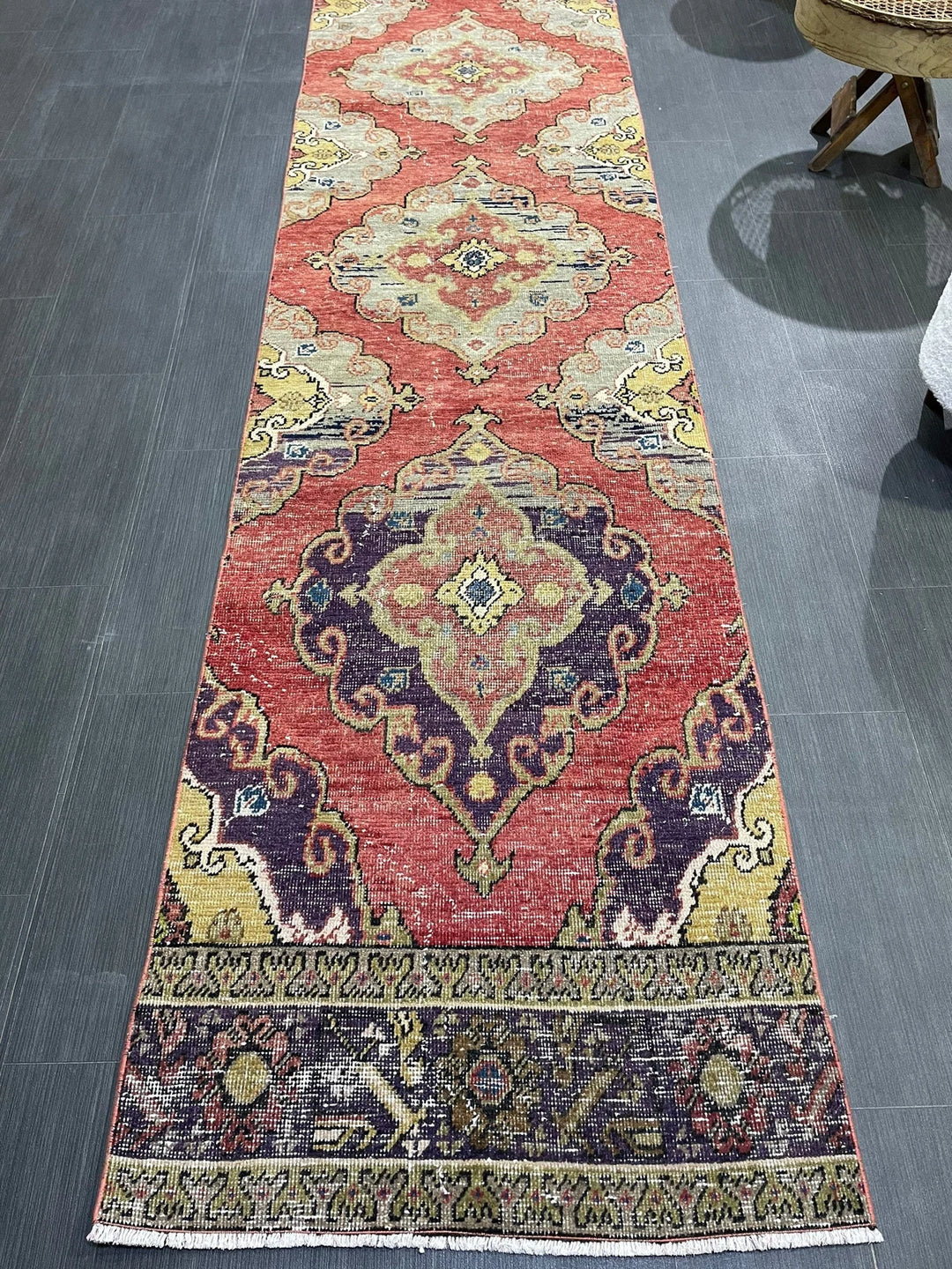 Beige Turkish Runner Rug 2' 8" x 12' 8" Hand-Knotted | No. WR82828