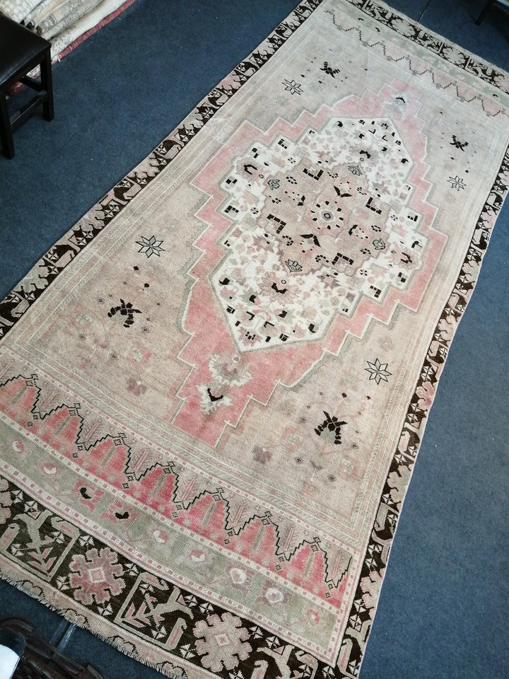 Pink Turkish Runner Rug 5' 2" x 12' Hand-Knotted | No. WR83116