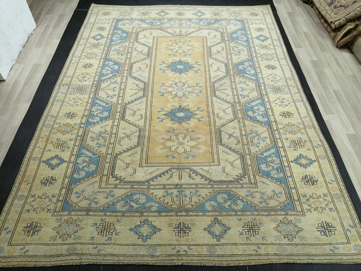 Blue Turkish Runner Rug 8' 8" x 11' 10" Hand-Knotted | No. WR83399