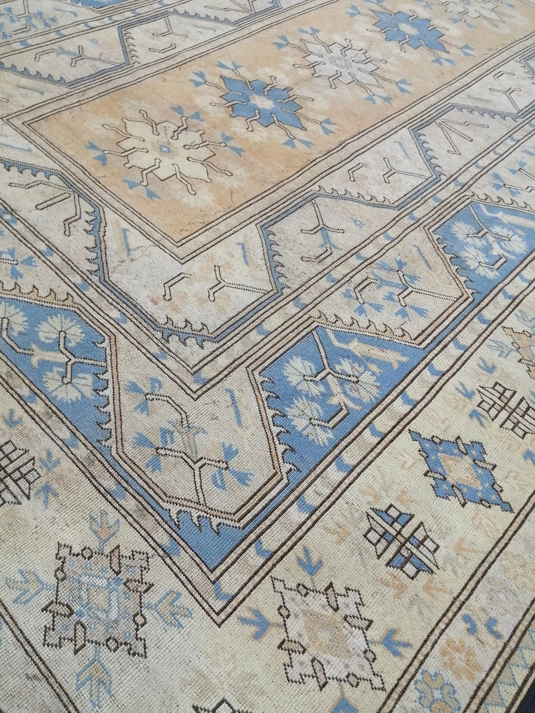 Blue Turkish Runner Rug 8' 8" x 11' 10" Hand-Knotted | No. WR83399
