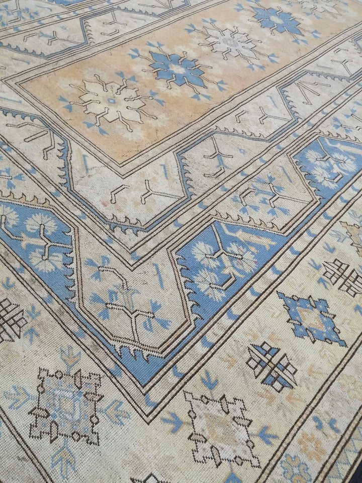 Blue Turkish Runner Rug 8' 8" x 11' 10" Hand-Knotted | No. WR83399