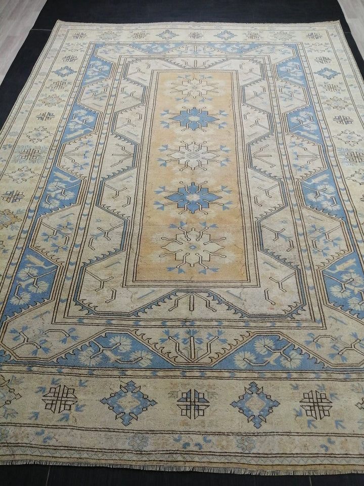 Blue Turkish Runner Rug 8' 8" x 11' 10" Hand-Knotted | No. WR83399
