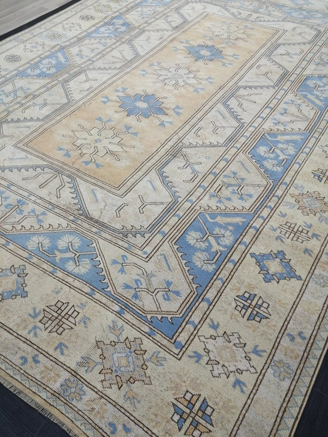 Blue Turkish Runner Rug 8' 8" x 11' 10" Hand-Knotted | No. WR83399