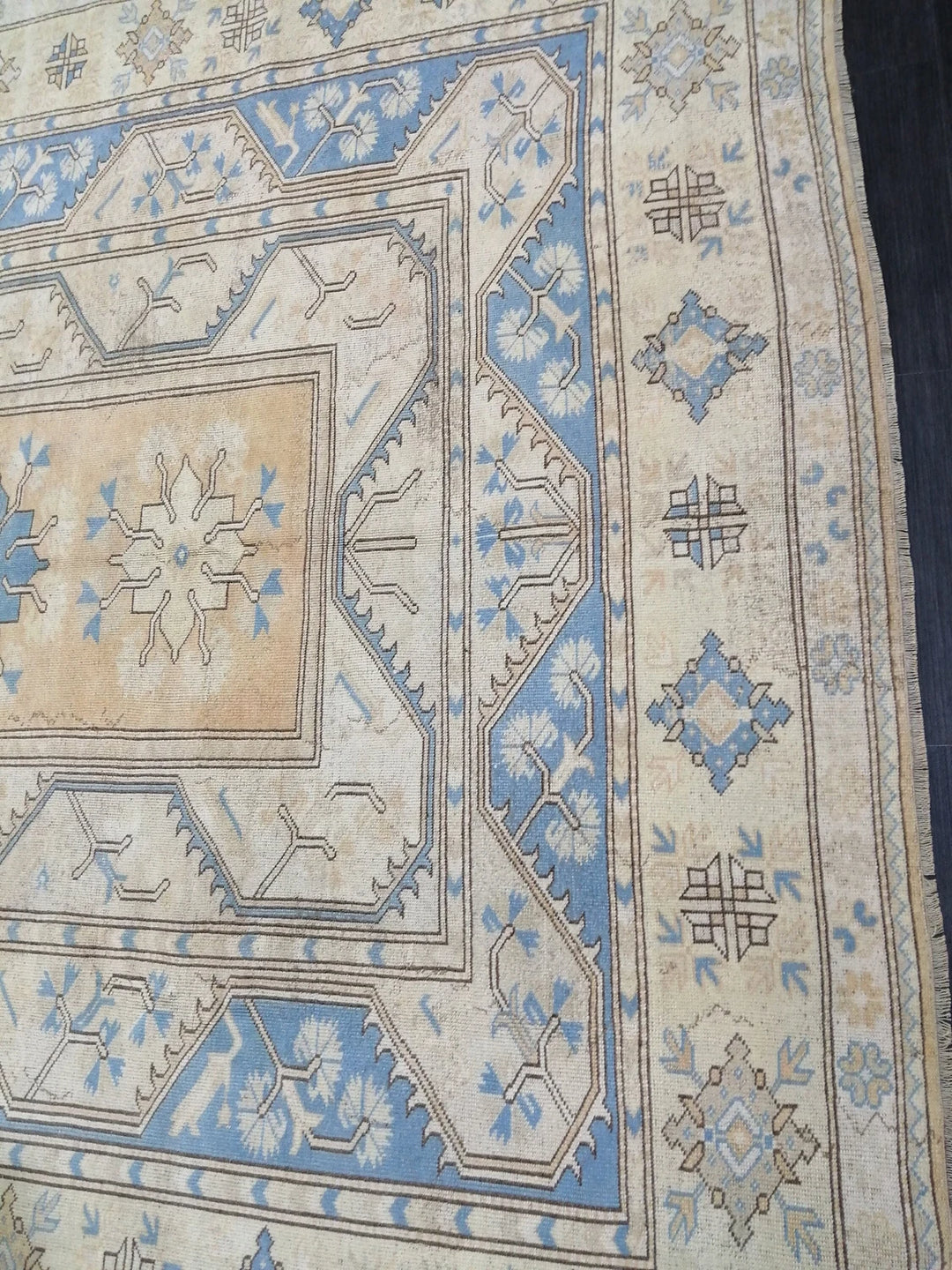 Blue Turkish Runner Rug 8' 8" x 11' 10" Hand-Knotted | No. WR83399