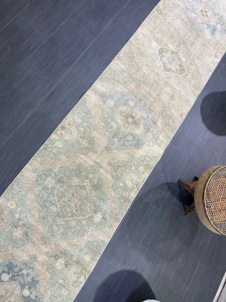 Beige Turkish Runner Rug 2' 6" x 12' 7" Hand-Knotted | No. WR83711