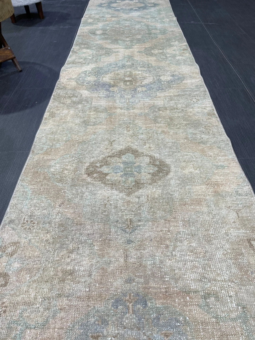 Beige Turkish Runner Rug 2' 6" x 12' 7" Hand-Knotted | No. WR83711