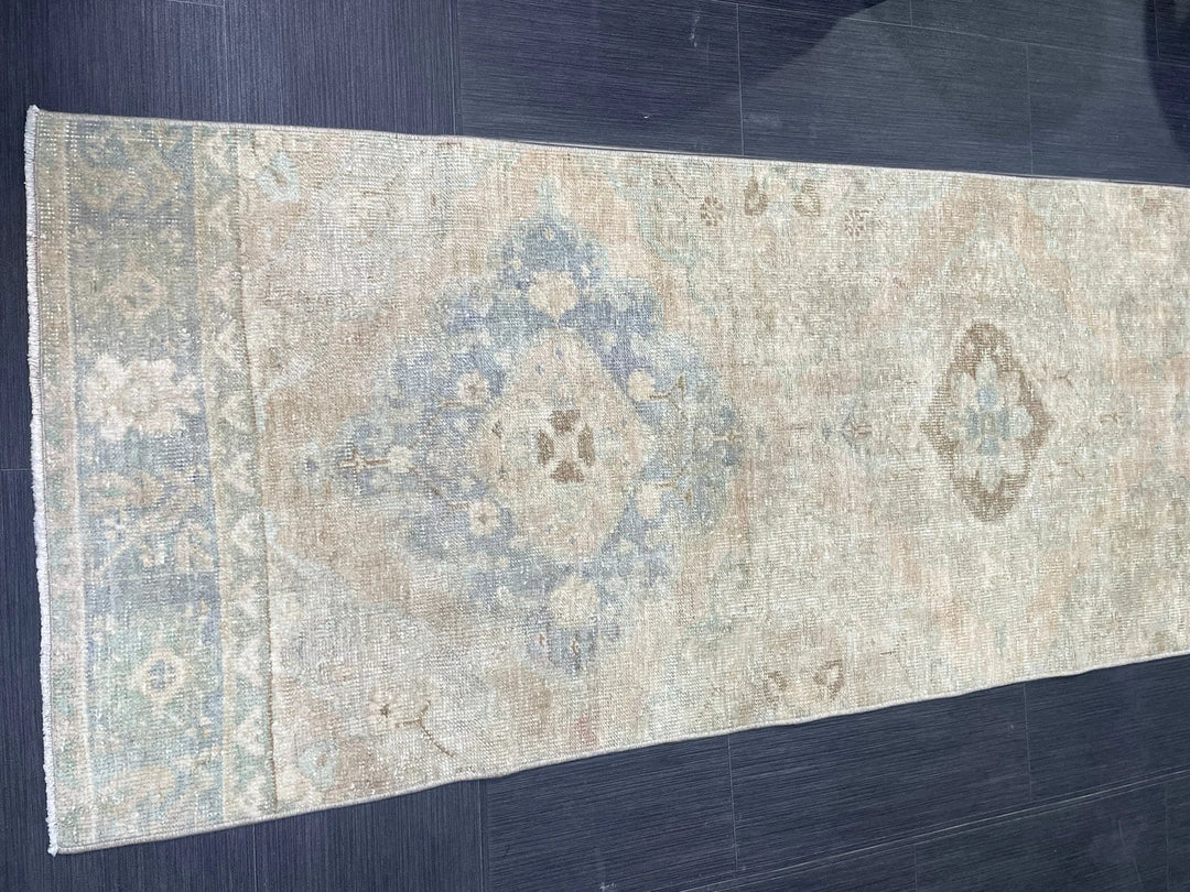 Beige Turkish Runner Rug 2' 6" x 12' 7" Hand-Knotted | No. WR83711