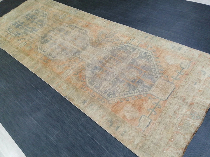 Beige Turkish Runner Rug 4' 4" x 11' 11" Hand-Knotted | No. WR83888
