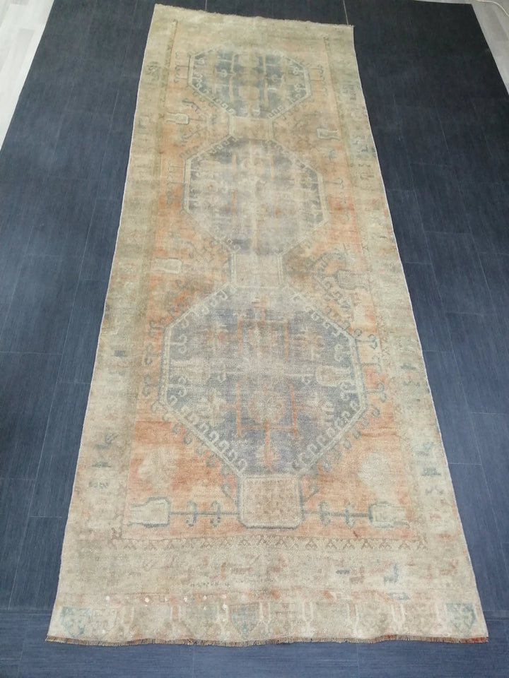 Beige Turkish Runner Rug 4' 4" x 11' 11" Hand-Knotted | No. WR83888