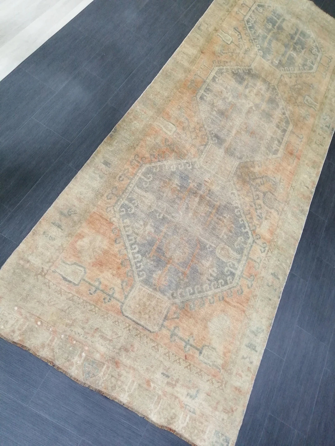 Beige Turkish Runner Rug 4' 4" x 11' 11" Hand-Knotted | No. WR83888