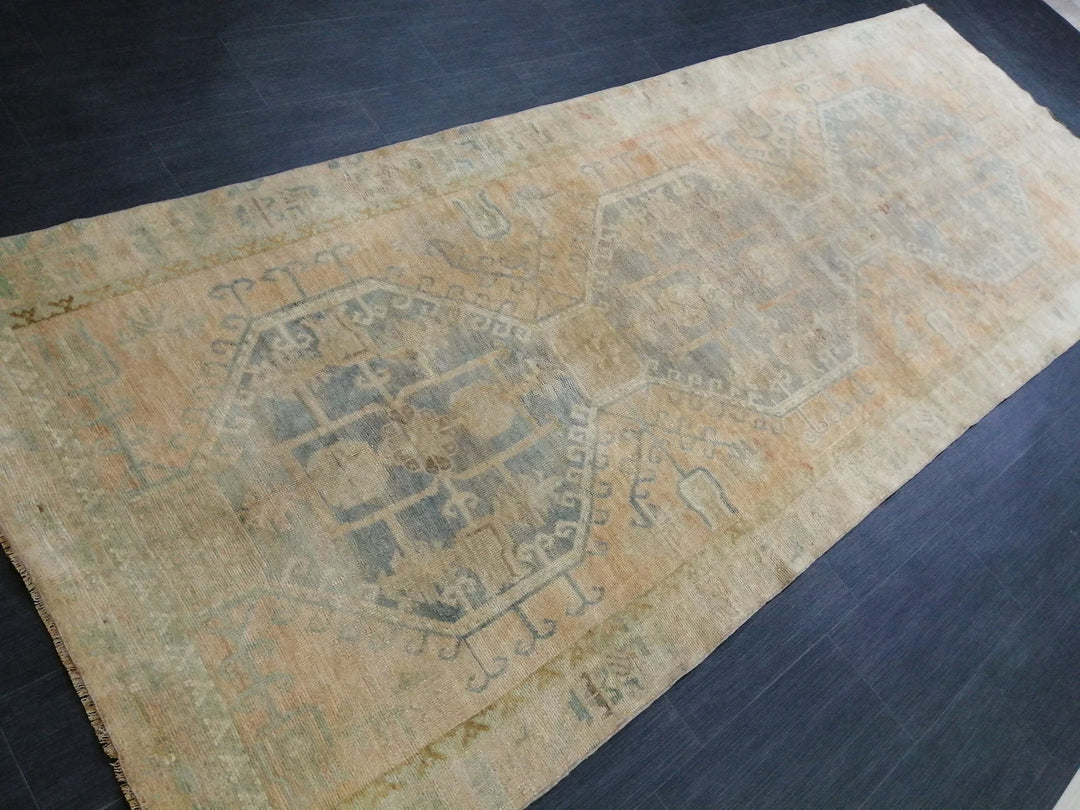 Beige Turkish Runner Rug 4' 4" x 11' 11" Hand-Knotted | No. WR83888