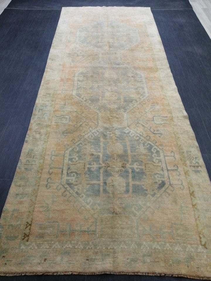 Beige Turkish Runner Rug 4' 4" x 11' 11" Hand-Knotted | No. WR83888