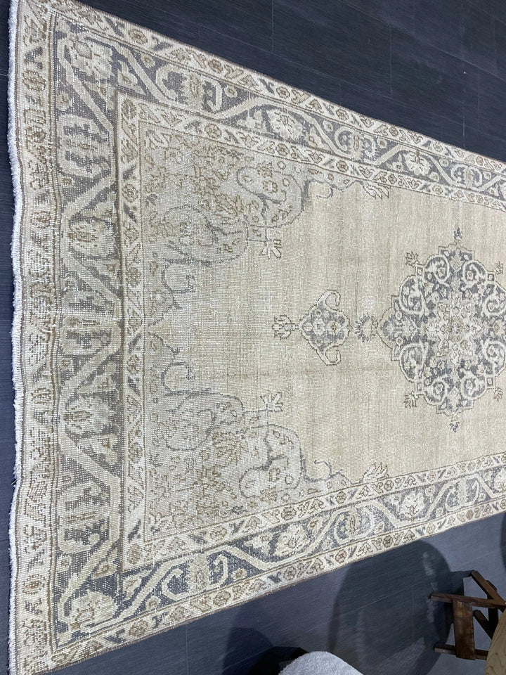 Blue Turkish Oushak Rug 4' 9" x 10' Hand-Knotted | No. WR84203