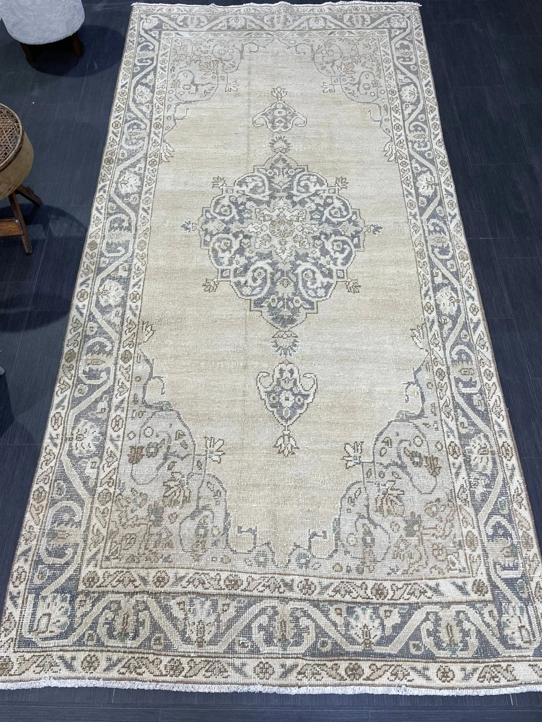 Blue Turkish Oushak Rug 4' 9" x 10' Hand-Knotted | No. WR84203