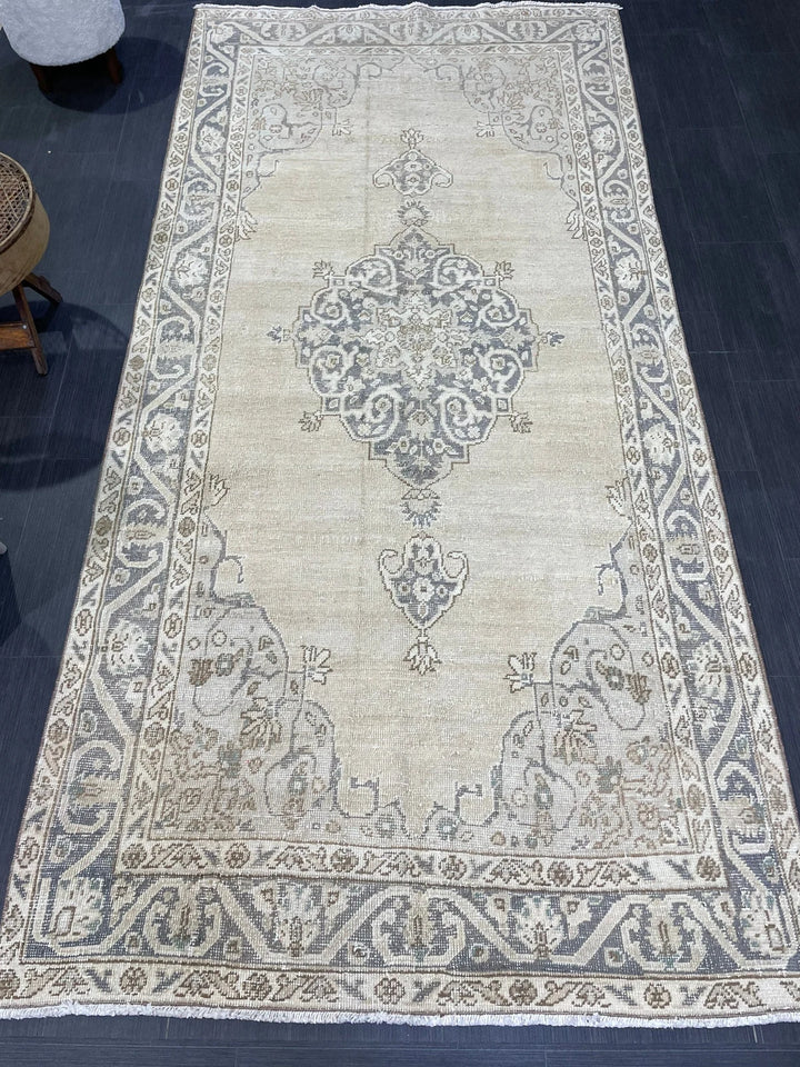 Blue Turkish Oushak Rug 4' 9" x 10' Hand-Knotted | No. WR84203